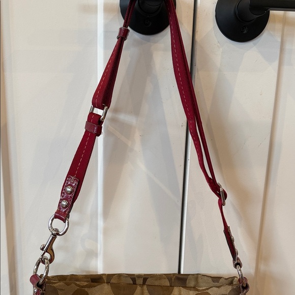 Coach Tan and Red Crossbody Bag Signature heritage y2k purse stripe designer - Picture 6 of 13